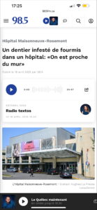 radio texto marie eve tremblay hôpital